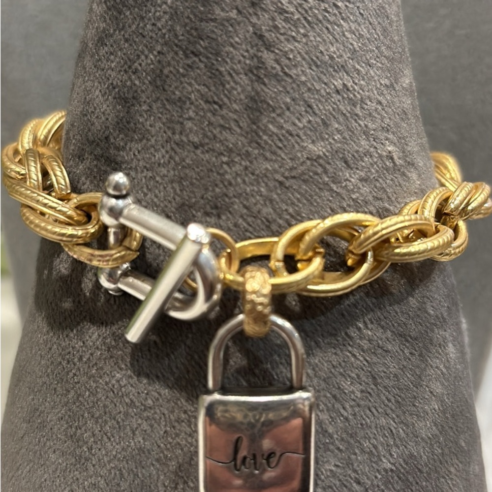 Gold and Silver Love Charm Bracelet